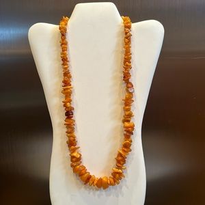 Vintage organic shaped graduated Baltic Butterscotch Amber 25” Necklace